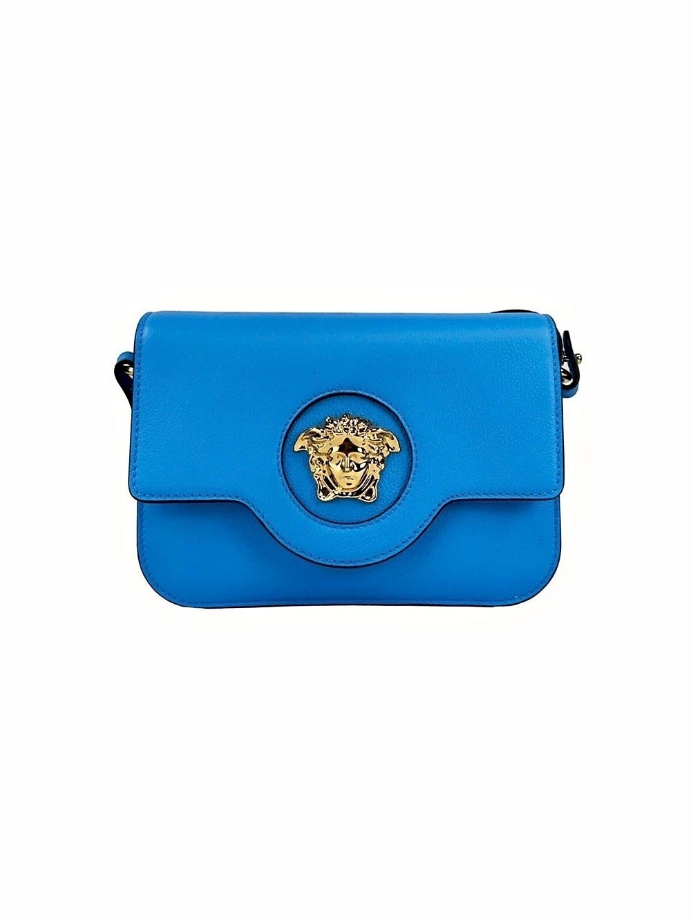 Versace La Medusa Blue Leather Shoulder Crossbody Bag